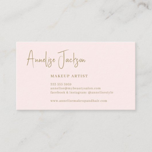 Handtekening script simpele wazige roze goudelegan visitekaartje (Voorkant)