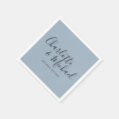 Handtekening Script Stof Blauw Elegante Trouw Servet (Hoek)