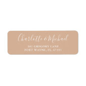 Handtekening Script Tan Taupe Huwelijk Retouradres Etiket (Voorkant)