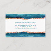 Handtekening Script Turquoise En Goud Waterverf Visitekaartje (Achterkant)