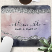 Handtekening Script Waterverf Paars Zwart Zilver Muismat