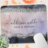 Handtekening Script Waterverf Paars Zwart Zilver Muismat
