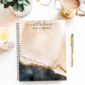 Handtekening Script Waterverf Roze Zwart Goud Marm Notitieboek