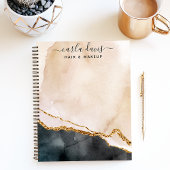 Handtekening Script Waterverf Roze Zwart Goud Marm Notitieboek