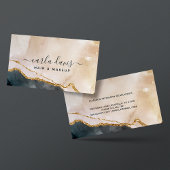 Handtekening Script Waterverf Roze Zwart Goud Marm Visitekaartje