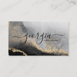 Handtekening Script Waterverf Zwart Goud Grijs Mar Visitekaartje