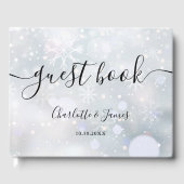 Handtekening Script Winter Sneeuwvlokken Bruiloft Gastenboek (Voorkant)