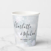 Handtekening Script Winter Sneeuwvlokken Bruiloft Papieren Bekers (Achterkant)