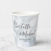 Handtekening Script Winter Sneeuwvlokken Bruiloft Papieren Bekers (Voorkant)