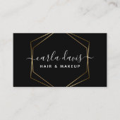 Handtekening Script Zwart en Goud Geometrisch Visitekaartje (Voorkant)