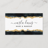Handtekening Script Zwart En Goud Waterverf Visitekaartje (Voorkant)