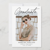 Handtekening Script Zwart Foto Graduation Party Kaart (Voorkant)