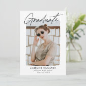 Handtekening Script Zwart Foto Graduation Party Kaart (Staand voorkant)