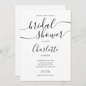 Handtekening Script Zwart-Wit Bruidsuitnodiging Kaart (Voorkant / Achterkant)