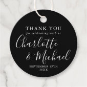 Handtekening Script Zwart-wit Dank u Bedankjes Labels (Voorkant)