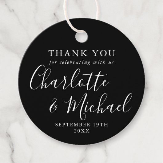 Handtekening Script Zwart-wit Dank u Bedankjes Labels (Voorkant)