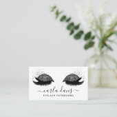 Handtekening Script Zwarte Glitter Wimpers Visitekaartje (Staand voorkant)
