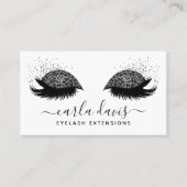 Handtekening Script Zwarte Glitter Wimpers Visitekaartje (Voorkant)