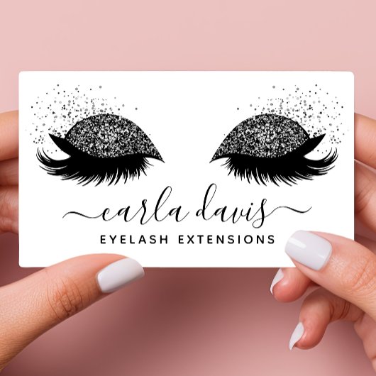 Handtekening Script Zwarte Glitter Wimpers Visitekaartje