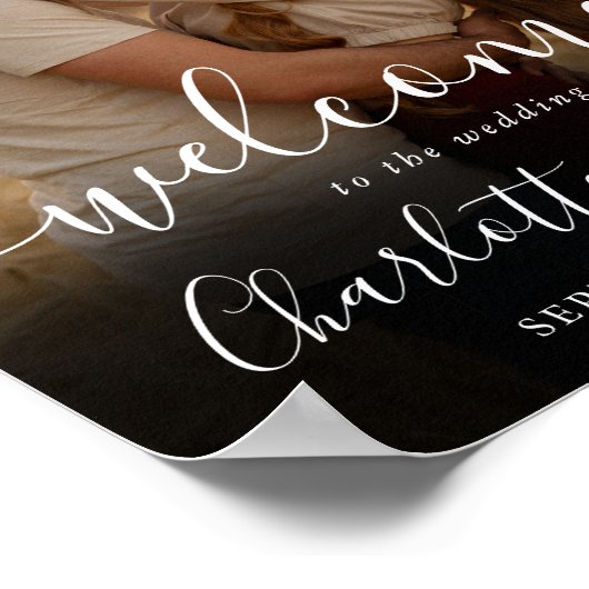Handtekening Scriptie Foto Bruiloft Welkom Bord Poster (Hoek)