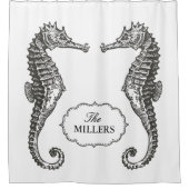 Handtekening Seahorse met  Lijst Text Douchegordijn (Voorkant)