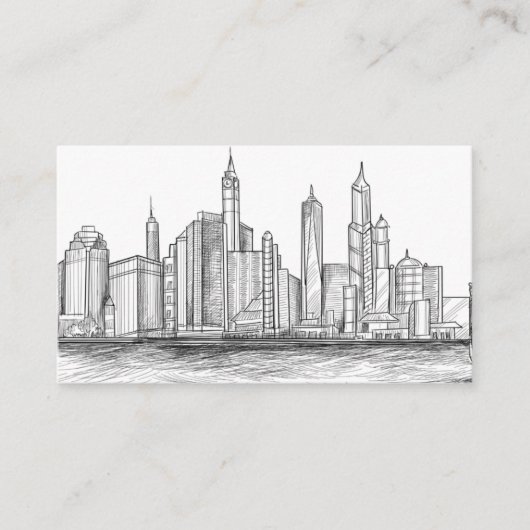 Handtekening skyline sketch visitekaartje (Voorkant)