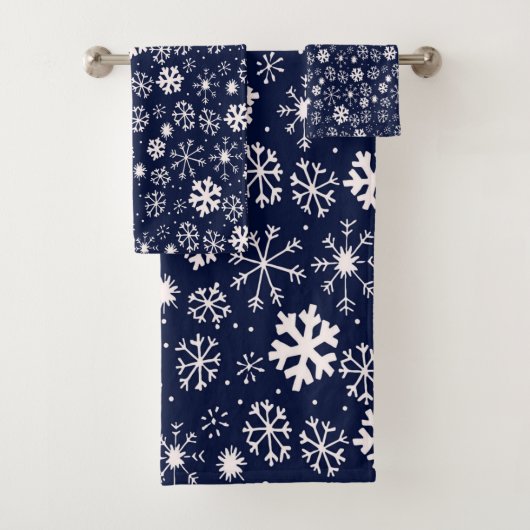 Handtekening snowflake Blizzard met Navy Classic B Bad Handdoek (Insitu)