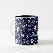 Handtekening snowflake Blizzard met Navy Classic B Tweekleurige Koffiemok (Voorkant links)