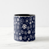 Handtekening snowflake Blizzard met Navy Classic B Tweekleurige Koffiemok (Center)