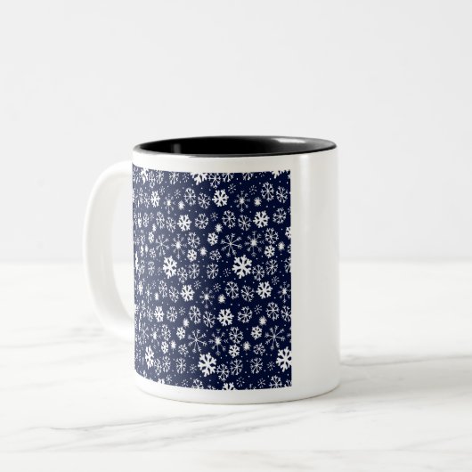 Handtekening snowflake Blizzard met Navy Classic B Tweekleurige Koffiemok (Voorkant links)