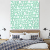 Handtekening Snowflake Snowstorm met groene Sherbe Canvas Afdruk (Insitu (Slaapkamer))