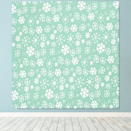 Handtekening Snowflake Snowstorm met groene Sherbe Canvas Afdruk (Insitu (Houten vloer))