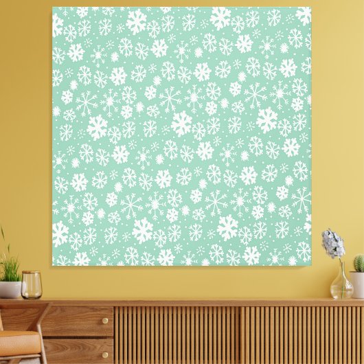 Handtekening Snowflake Snowstorm met groene Sherbe Canvas Afdruk (Insitu (Woonkamer))