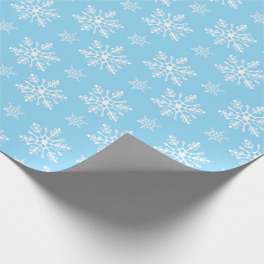 Handtekening Snowflakes Light Blue Holiday Cadeaupapier (Hoek)