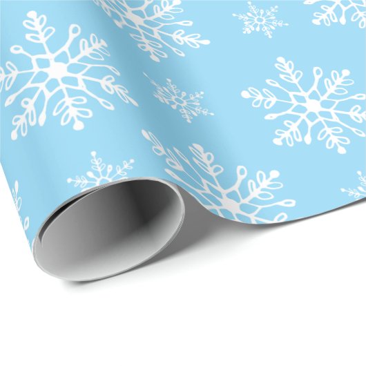 Handtekening Snowflakes Light Blue Holiday Cadeaupapier (Rol Hoek)