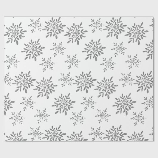 Handtekening Snowflakes Silver Glitter Holiday Cadeaupapier (Vlak)