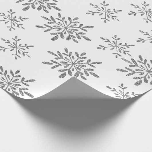 Handtekening Snowflakes Silver Glitter Holiday Cadeaupapier (Hoek)