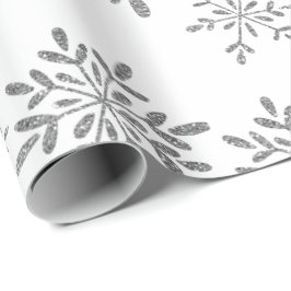 Handtekening Snowflakes Silver Glitter Holiday Cadeaupapier