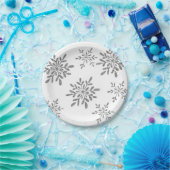 Handtekening Snowflakes | Zilver Glitter Holiday Papieren Bordje (Feest)