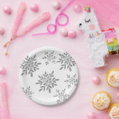 Handtekening Snowflakes | Zilver Glitter Holiday Papieren Bordje (Feest)