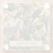 Handtekening Soiree Papegaai Luifel Vintage Botani Glazen Onderzetter (Achterkant)