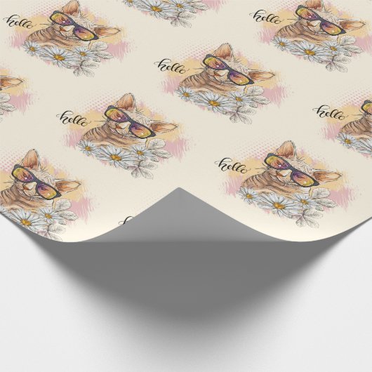 Handtekening Sphynx-kat met bloemen Cadeaupapier (Hoek)