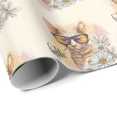 Handtekening Sphynx-kat met bloemen Cadeaupapier (Rol Hoek)