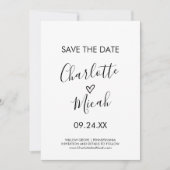 Handtekening Tekend hart Opslaan Datum Kaart (Voorkant)