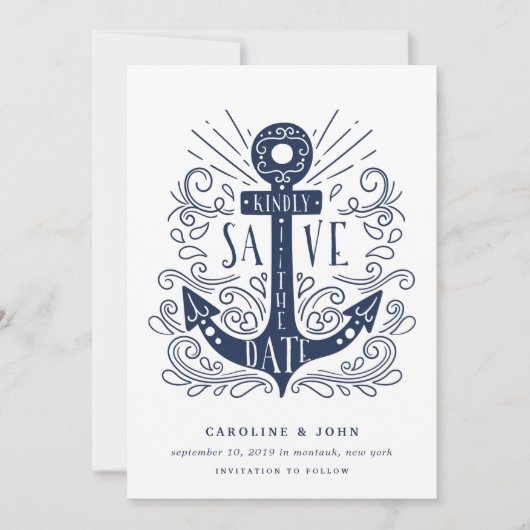 Handtekening Tekenen Anker opslaan Datum Kaart (Voorkant)