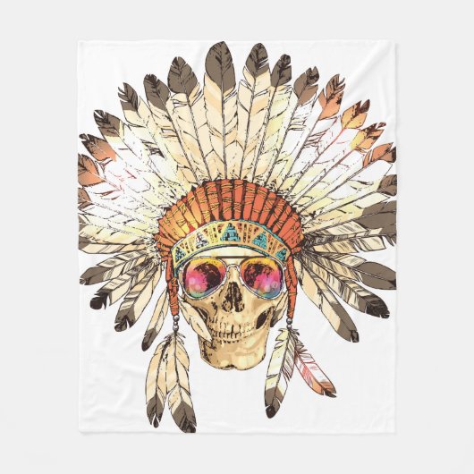 Handtekening Tekenkleur Inative American Indian He Fleece Deken (Voorkant)