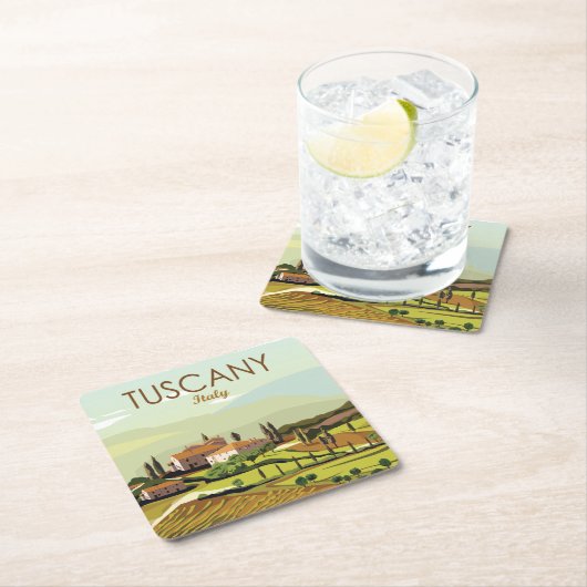 Handtekening Toscane Italië Landschapsschets Kartonnen Onderzetters (Insitu)