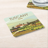 Handtekening Toscane Italië Landschapsschets Kartonnen Onderzetters (Schuin)