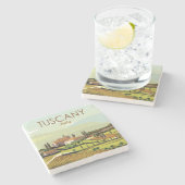 Handtekening Toscane Italië Landschapsschets Stenen Onderzetter (Zijkant)
