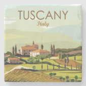 Handtekening Toscane Italië Landschapsschets Stenen Onderzetter (Voorkant)